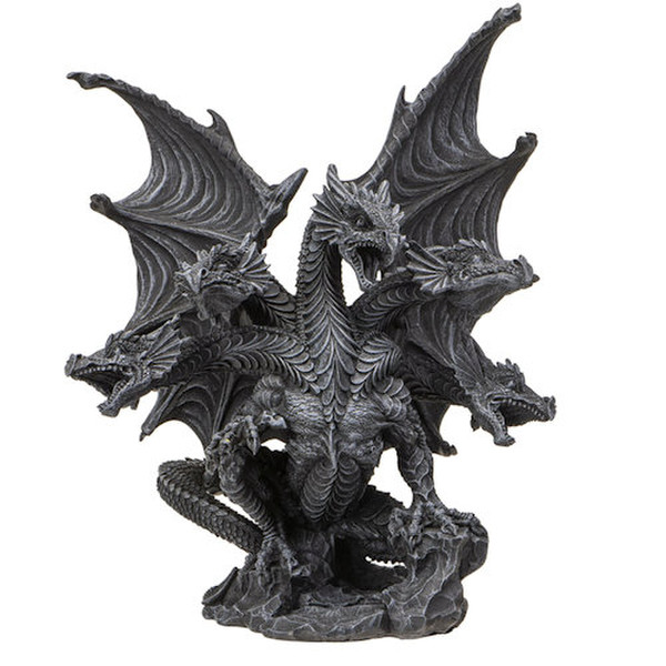 Dark Hydra Four-Headed Dragon Statue mythology creatures symbols